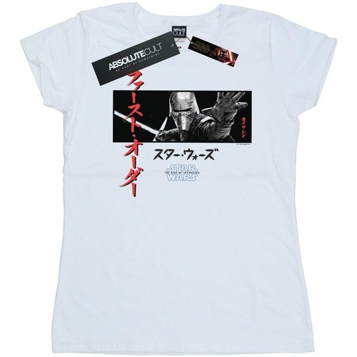 Vêtements Femme T-shirts manches longues Star Wars: The Rise Of Skywalker Star Wars The Rise Of Skywalker Kylo Ren Katakana Art Stripe Blanc