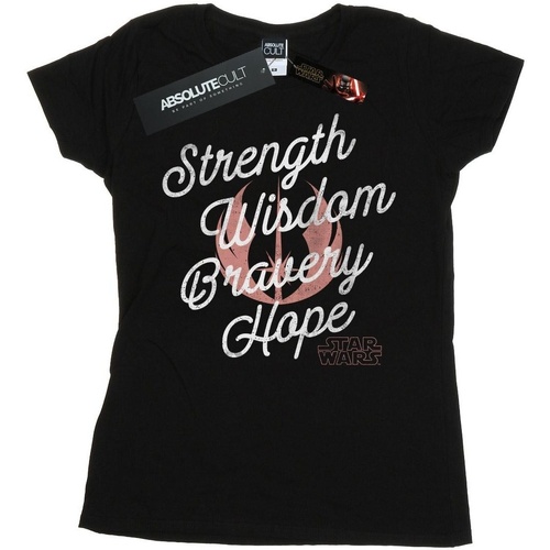 Vêtements Femme T-shirts manches longues Star Wars: The Rise Of Skywalker Strength Wisdom Bravery Hope Noir