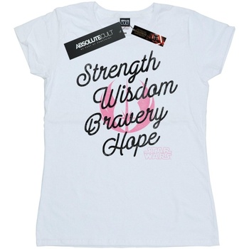 Vêtements Femme T-shirts manches longues Star Wars: The Rise Of Skywalker Strength Wisdom Bravery Hope Blanc