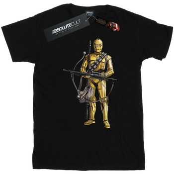 Vêtements Fille T-shirts manches longues Star Wars: The Rise Of Skywalker Star Wars The Rise Of Skywalker C-3PO Chewbacca Bow Caster Noir
