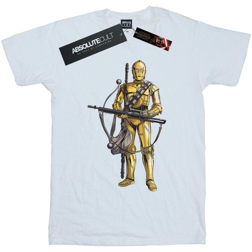 Vêtements Fille T-shirts manches longues Star Wars: The Rise Of Skywalker C-3PO Chewbacca Bow Caster Blanc