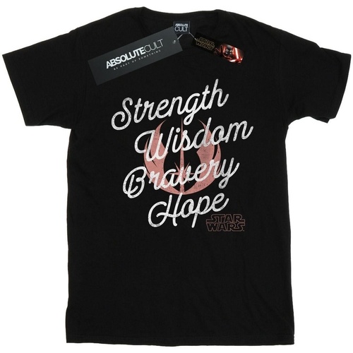 Vêtements Fille T-shirts manches longues Star Wars: The Rise Of Skywalker Strength Wisdom Bravery Hope Noir