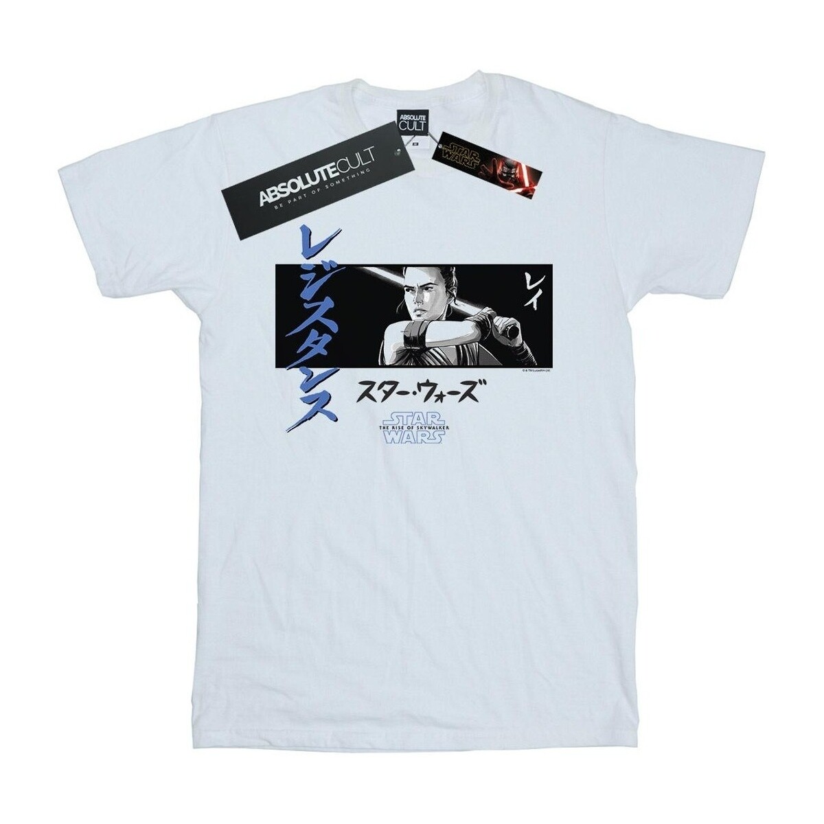 Vêtements Garçon T-shirts manches courtes Star Wars: The Rise Of Skywalker Rey Katakana Art Stripe Blanc