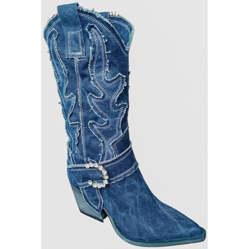 Chaussures Femme Bottines Semerdjian - Santiag M690M29 Canvas Jeans Bleu