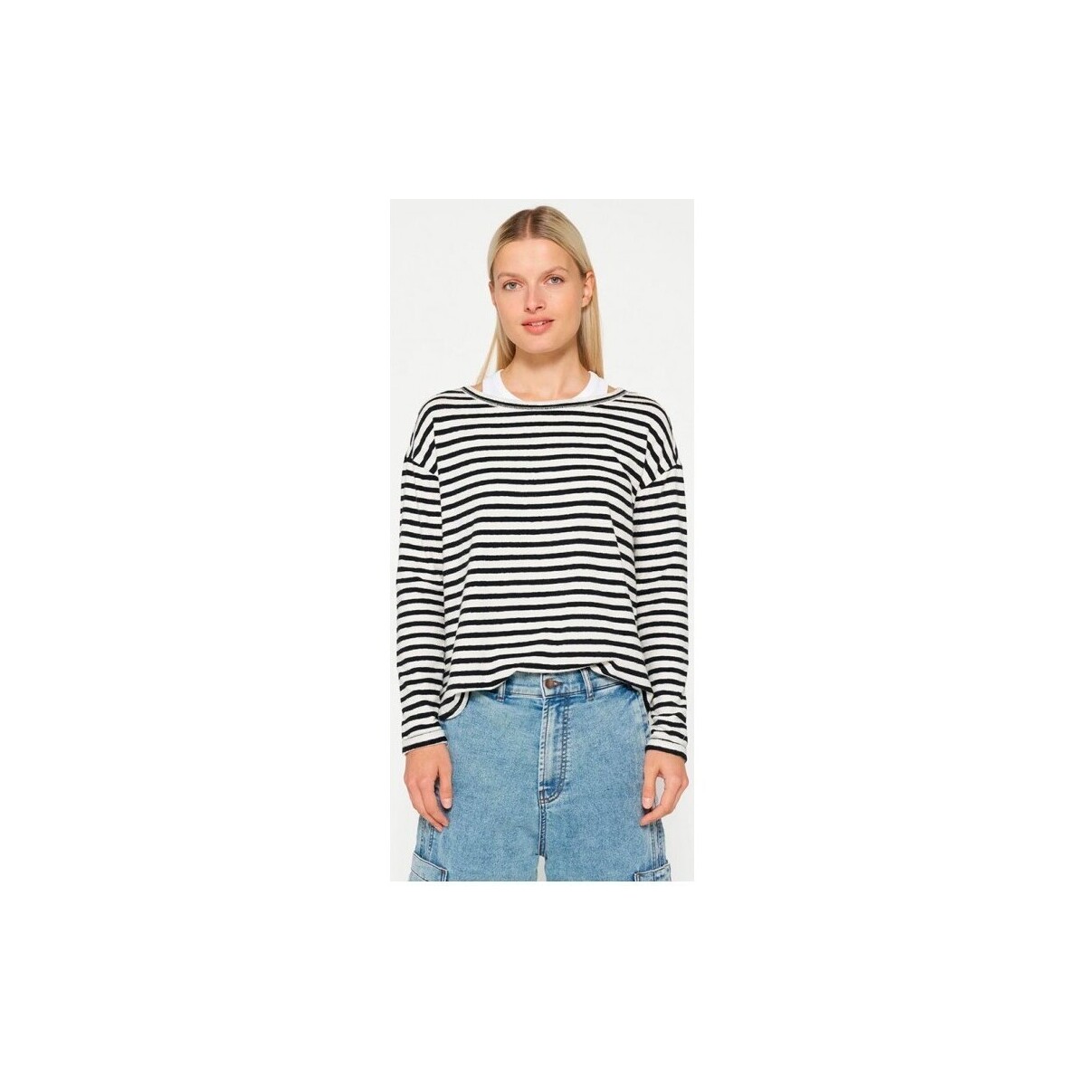 Vêtements Femme T-shirts manches courtes 10 Days Logsleeve Tee Linen Stripe Multicolore