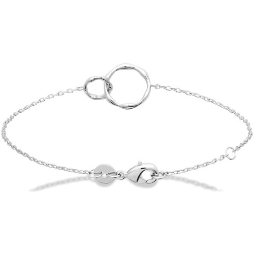Montres & Bijoux Femme Bracelets Brillaxis Bracelet  argent rhodié anneaux entrelacés Blanc