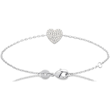 Montres & Bijoux Femme Bracelets Brillaxis Bracelet  argent rhodié coeur empierré OZ Blanc