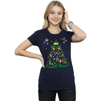 Vêtements Femme T-shirts manches longues Elf Christmas Tree Bleu