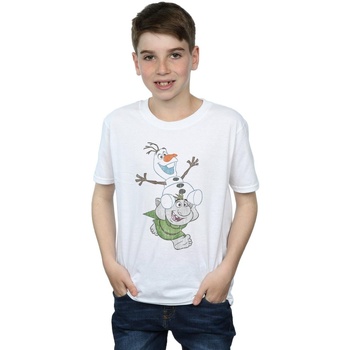 Vêtements Garçon T-shirts manches courtes Disney Frozen Olaf And Troll Blanc