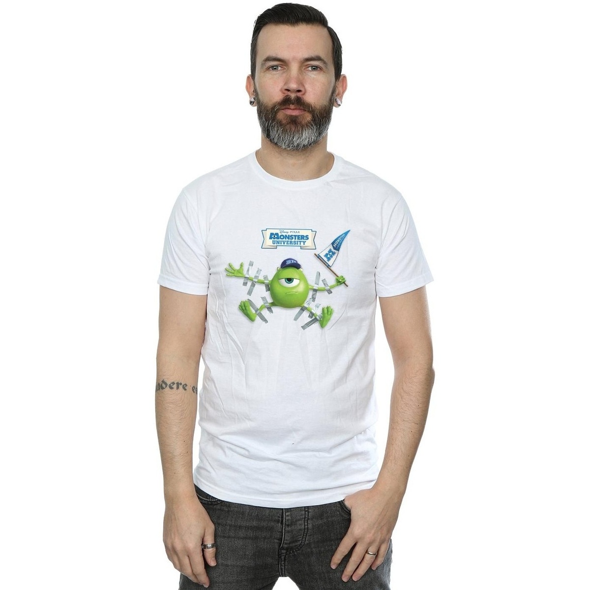 Vêtements Homme T-shirts manches longues Disney Monsters University Taped Mike Blanc