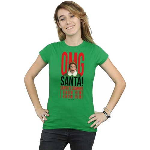 Vêtements Femme T-shirts manches longues Elf OMG Santa I Know Him Vert