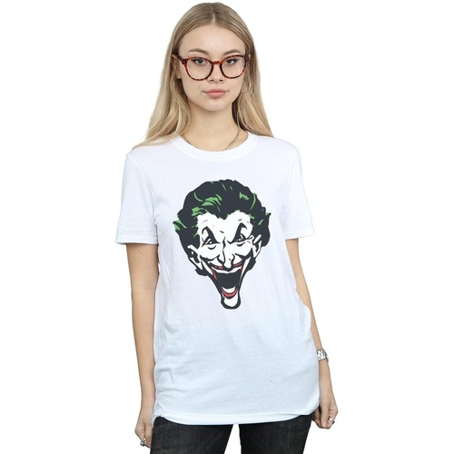 Vêtements Femme T-shirts manches longues Dc Comics The Joker Big Face Blanc