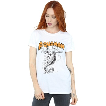 Vêtements Femme T-shirts manches longues Dc Comics Aquaman Mono Action Pose Blanc