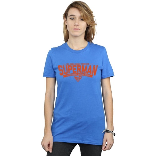 Vêtements Femme T-shirts manches longues Dc Comics Superman My Hero Bleu