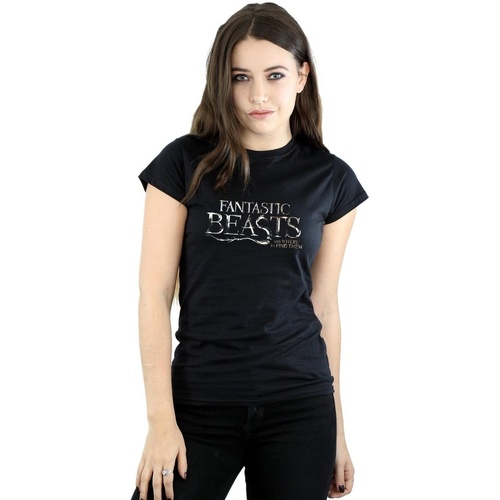 Vêtements Femme T-shirts manches longues Fantastic Beasts Text Logo Noir