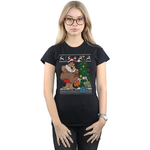Vêtements Femme T-shirts manches longues The Flintstones Christmas Fair Isle Noir
