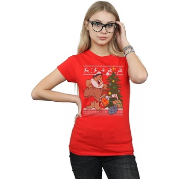 Vêtements Femme T-shirts manches longues The Flintstones Christmas Fair Isle Rouge