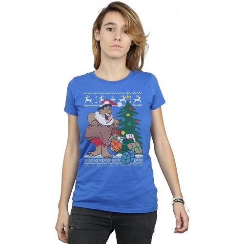 Vêtements Femme T-shirts manches longues The Flintstones Christmas Fair Isle Bleu
