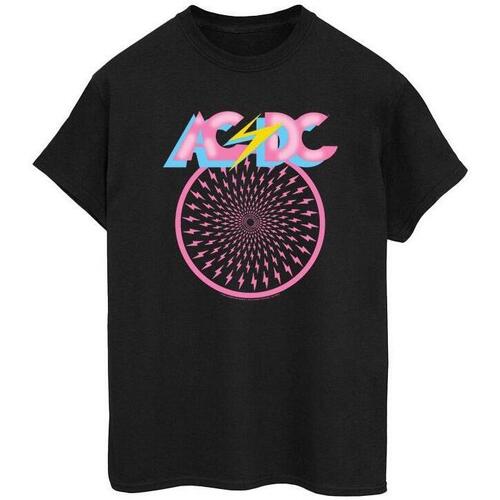 Vêtements Femme T-shirts Neck manches longues Acdc Flash Circle Noir