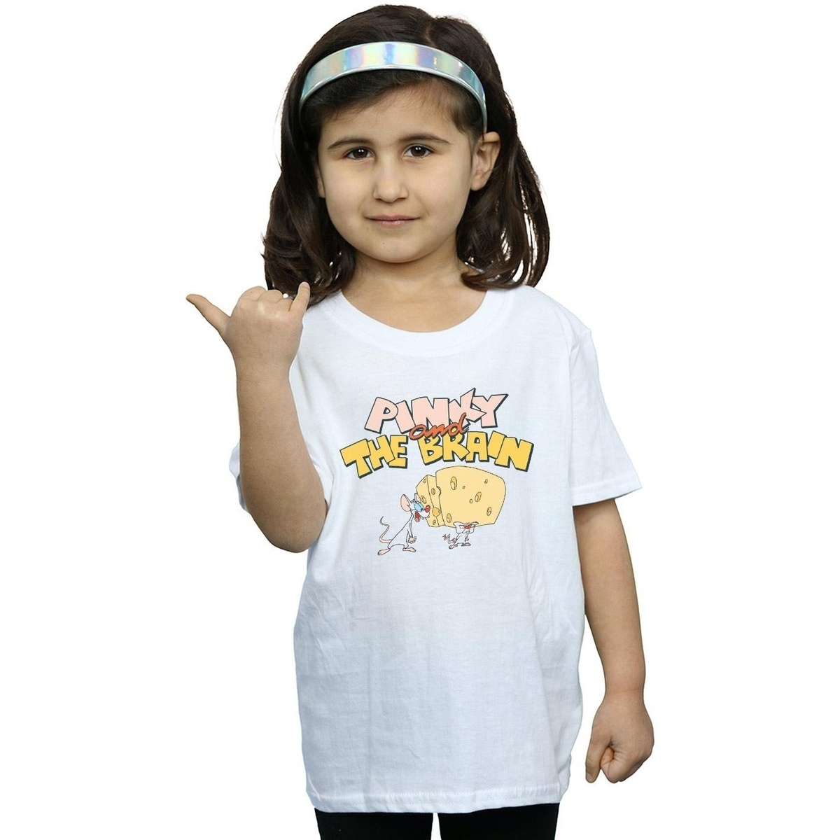 Vêtements Fille T-shirts manches longues Animaniacs Pinky And The Brain Cheese Head Blanc