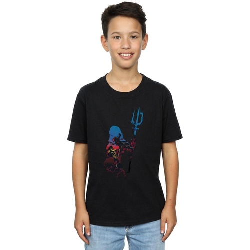 Vêtements Garçon T-shirts manches courtes Dc Comics Aquaman Battle Silhouette Noir