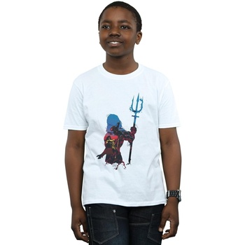 Vêtements Garçon T-shirts manches courtes Dc Comics Aquaman Battle Silhouette Blanc