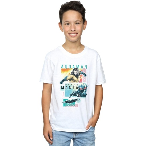 Vêtements Garçon T-shirts manches courtes Dc Comics Aquaman Character Tiles Blanc