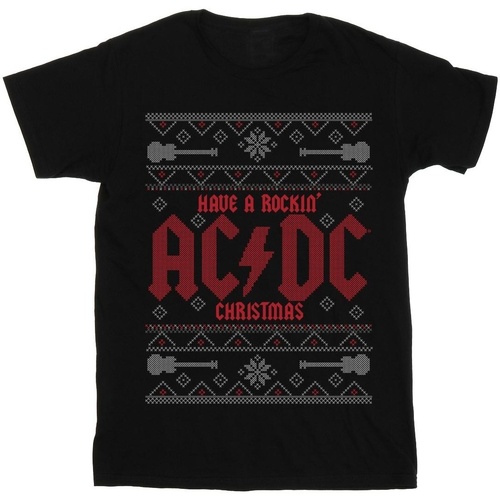 Vêtements Homme T-shirts Neck manches longues Acdc Have A Rockin Christmas Noir