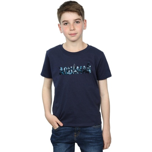 Vêtements Garçon T-shirts manches courtes Dc Comics Aquaman Text Logo Bleu