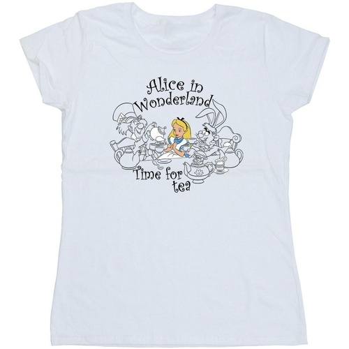 Vêtements Femme T-shirts manches longues Disney Alice In Wonderland Time For Tea Blanc