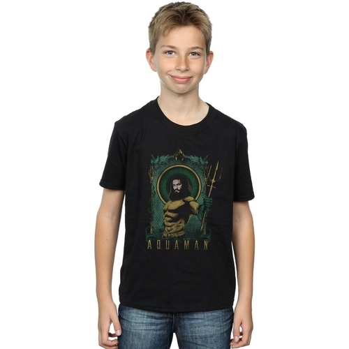 Vêtements Garçon T-shirts manches courtes Dc Comics Aquaman Framed Trident Noir
