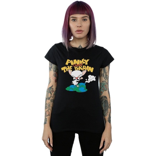 Vêtements Femme T-shirts manches longues Animaniacs The Brain World Domination Noir