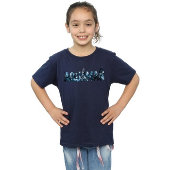 Vêtements Fille T-shirts manches longues Dc Comics Aquaman Text Logo Bleu