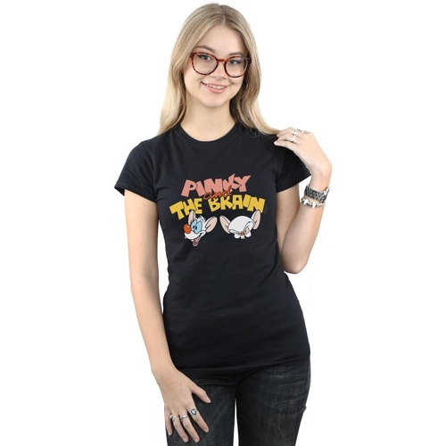 Vêtements Femme T-shirts manches longues Animaniacs Pinky And The Brain Heads Noir
