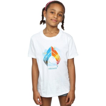 Vêtements Fille T-shirts manches longues Dc Comics Aquaman Tropical Logo Blanc