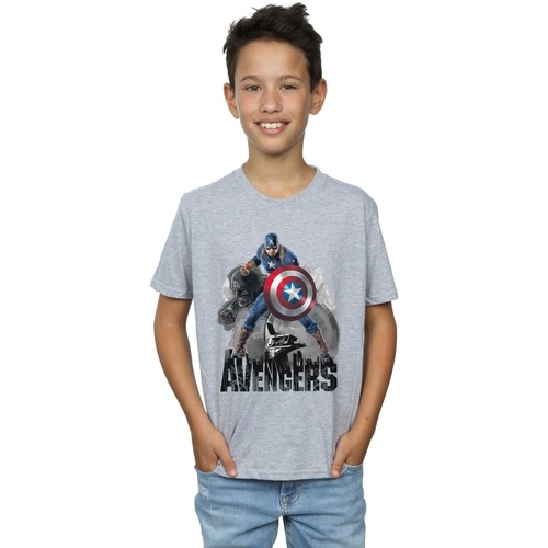 Vêtements Garçon T-shirts manches courtes Marvel Captain America Action Pose Gris
