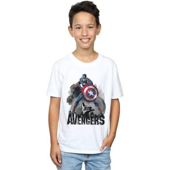 Vêtements Garçon T-shirts manches courtes Marvel Captain America Action Pose Blanc