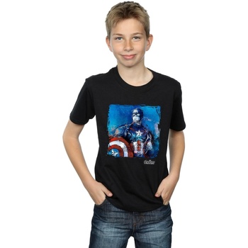 Vêtements Garçon T-shirts manches courtes Marvel Captain America Art Noir