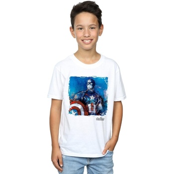 Vêtements Garçon T-shirts manches courtes Marvel Captain America Art Blanc