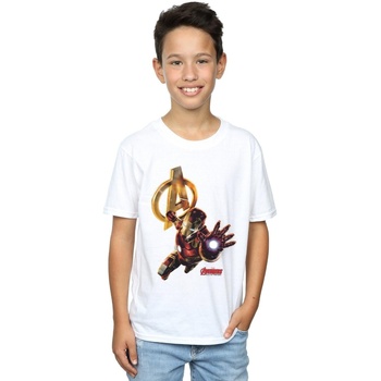 Vêtements Garçon T-shirts manches courtes Marvel Iron Man Pose Blanc