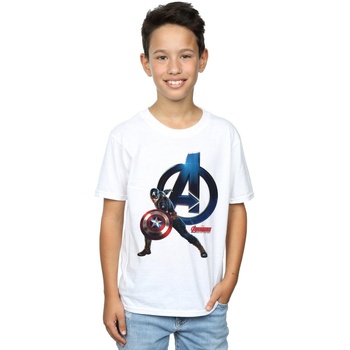 Vêtements Garçon T-shirts manches courtes Marvel Captain America Pose Blanc
