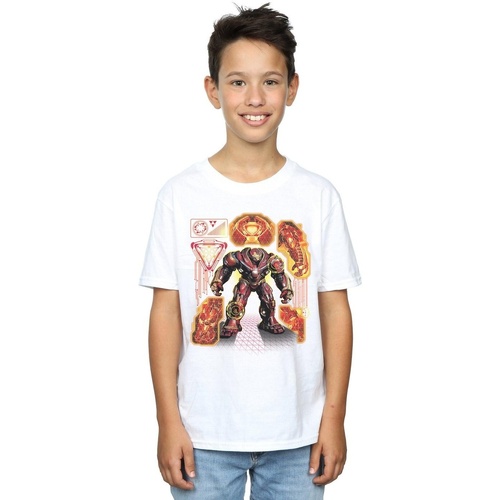 Vêtements Garçon T-shirts manches courtes Marvel Avengers Infinity War Hulkbuster Blueprint Blanc