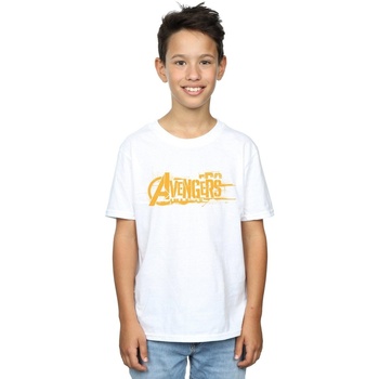 Vêtements Garçon T-shirts manches courtes Marvel Avengers Infinity War Orange Logo Blanc