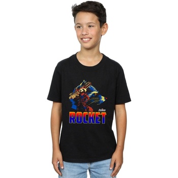 Vêtements Garçon T-shirts manches courtes Marvel Avengers Infinity War Rocket Character Noir