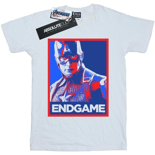 Vêtements Homme T-shirts manches longues Marvel Avengers Endgame Captain America Poster Blanc