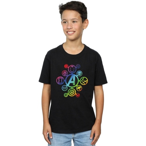 Vêtements Garçon T-shirts manches courtes Marvel Avengers Infinity War Rainbow Icons Noir