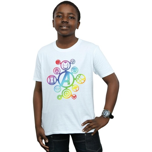 Vêtements Garçon T-shirts manches courtes Marvel Avengers Infinity War Rainbow Icons Blanc