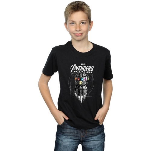 Vêtements Garçon T-shirts manches courtes Marvel Avengers Infinity War Gauntlet Noir