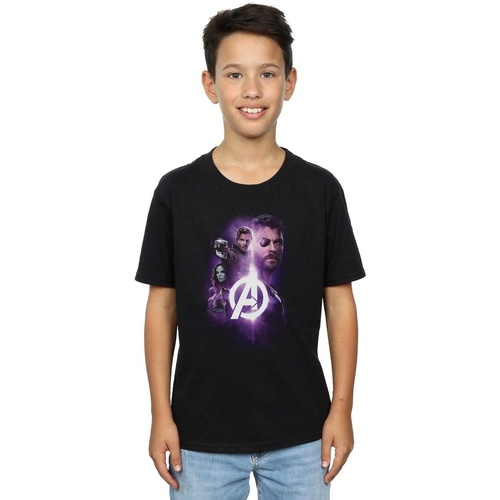 Vêtements Garçon T-shirts manches courtes Marvel Avengers Infinity War Thor Guardians Team Up Noir