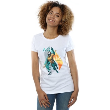 Vêtements Femme T-shirts manches longues Dc Comics Aquaman Tropical Icon Blanc